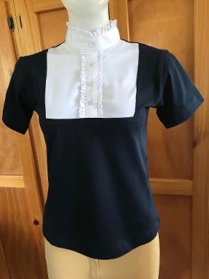 Navy & White "New" Ruffled T Shirt (335) Childs With White Stitching On The Ruffles