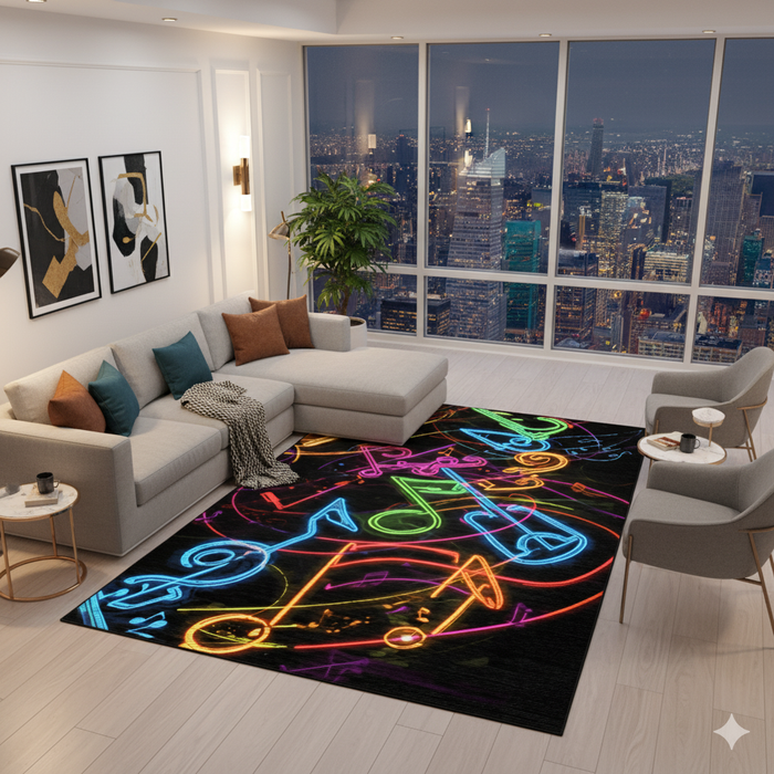 Neon Music Area Rug