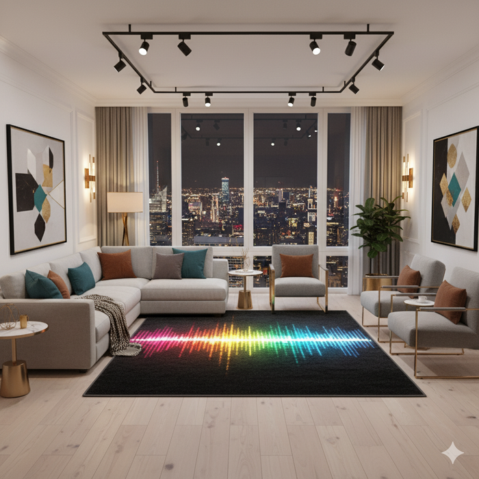 Neon Soundwave Area Rug