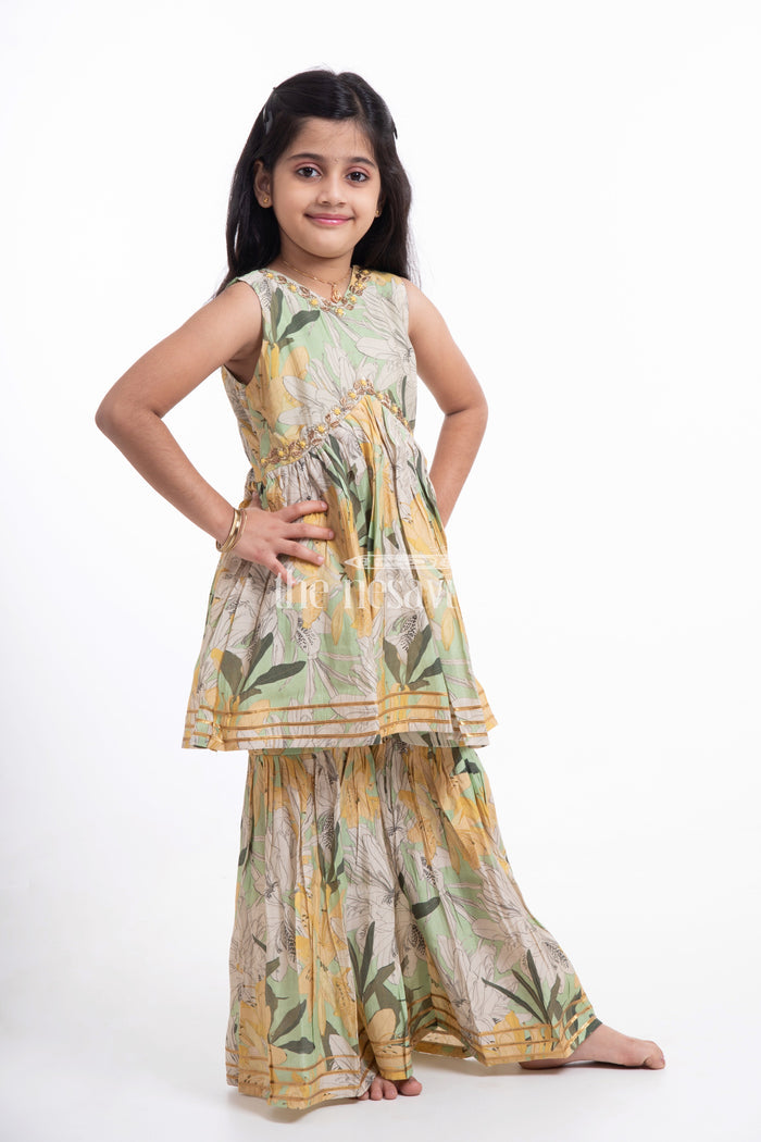 The Nesavu Girls Sharara / Plazo Set Nesavu Modal Silk Printed Sharara Choli Design for Girls Dussehra and Diwali Special Nesavu 16 (1Y) / Green GPS314C-16 Modal Silk Sharara Choli Design for Girls Dussehra and Diwali Special | The Nesavu
