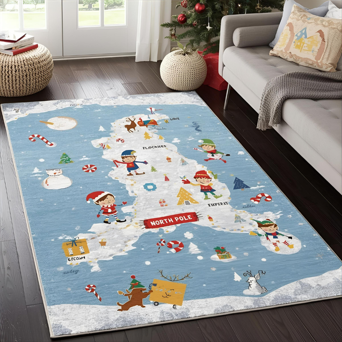 North Pole Map Area Rug