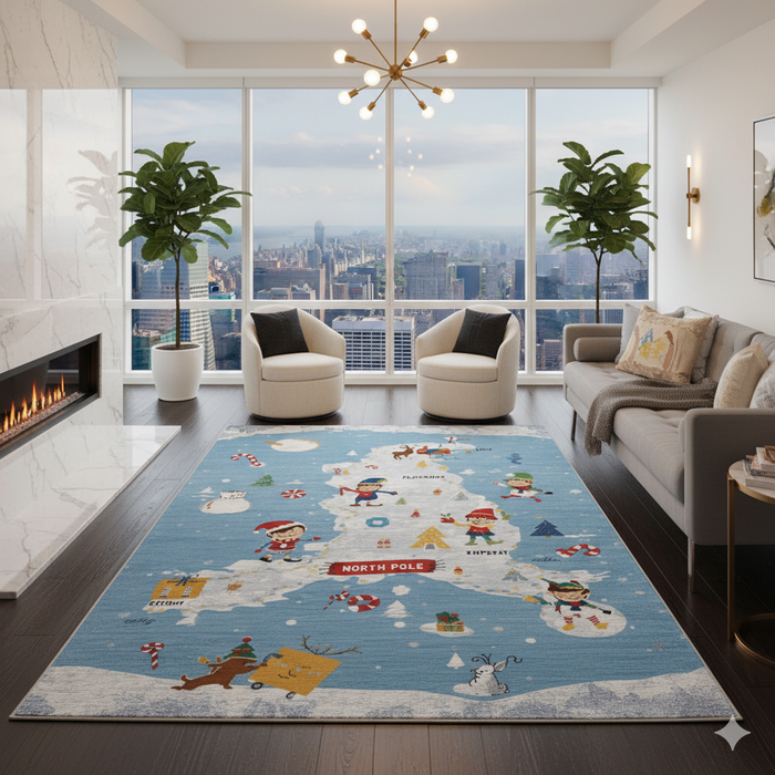 North Pole Map Area Rug