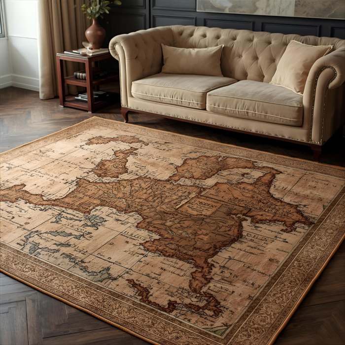 Old World Map Area Rug