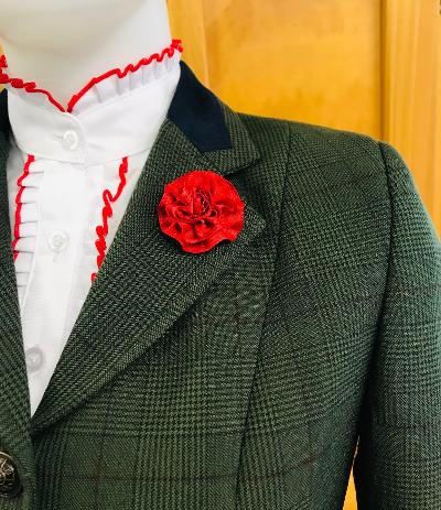 Olive & Faint Red Check Show Hunter Jacket With Navy Trims Childs (561)