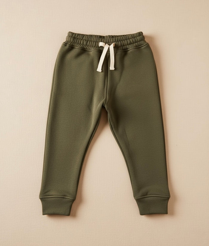 Olive Green Organic Cotton Fleece Hoodie and Jogger Set (6 Months – 5 Years)