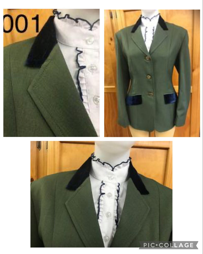 Olive Show Hunter Jacket With Navy Trims Adults (001)