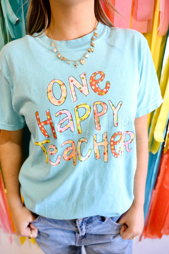 One Happy Teacher Chalky Mint Tee - Tees