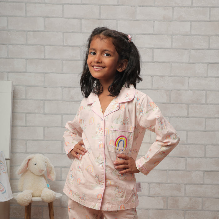 Ooh La Llama Night Suit (Peach) (1-11 Years)