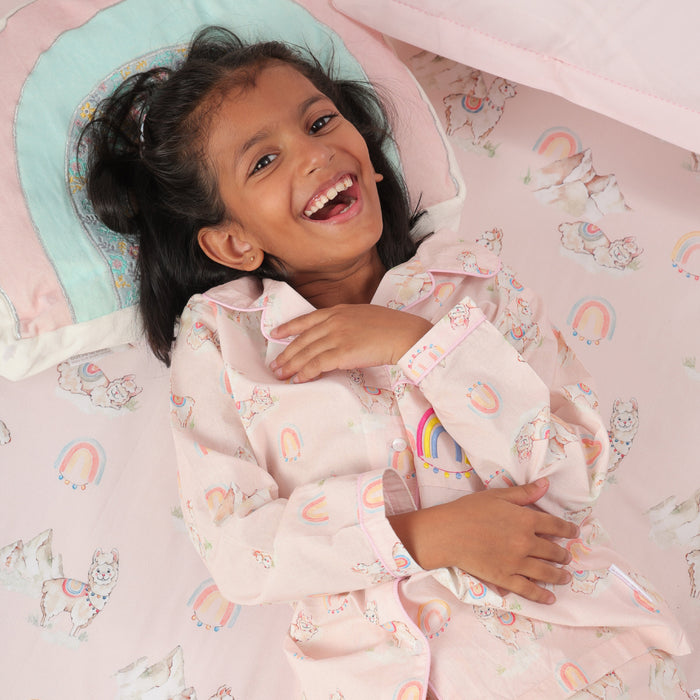 Ooh La Llama Night Suit (Peach) (1-11 Years)