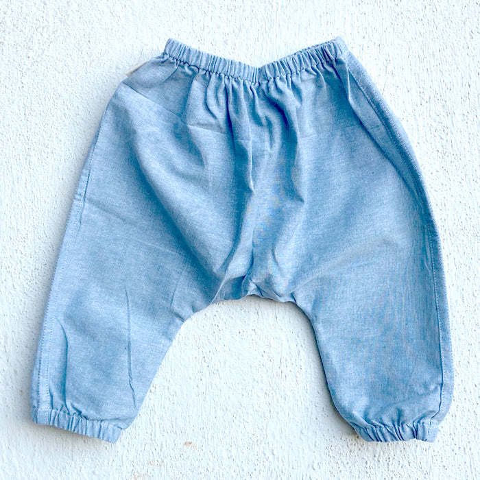 Organic Essential White Kurta + Blue Chambray Pants (6 Months - 7 Years)