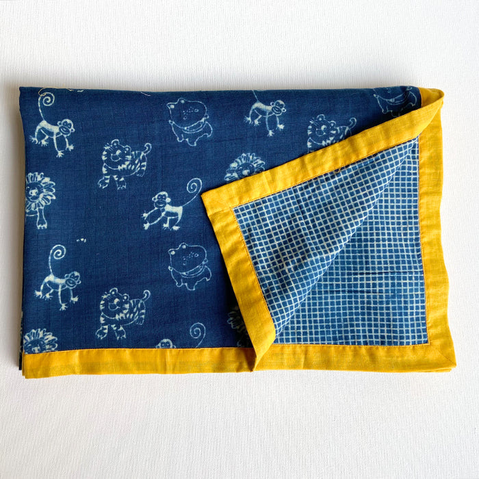 ORGANIC GIFT SET - DOHAR + MUSTARD SEED PILLOW + BOLSTER + MARACAS - ZOO (1-5 Years)