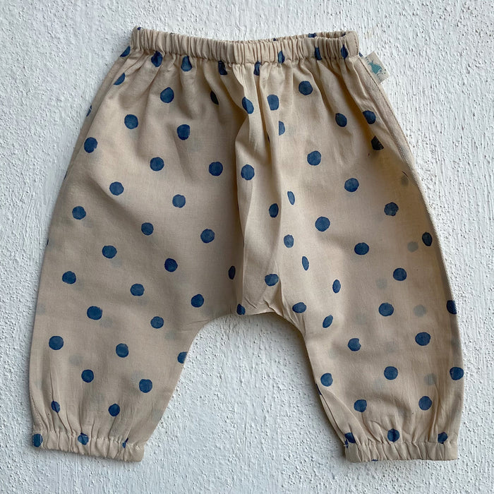 Organic Indigo Polka Angrakha With Matching Pants (0-6 Months)
