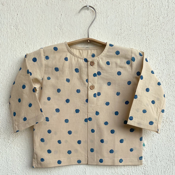 Organic Indigo Polka Kurta With Matching Pants (6 Months - 7 Years)