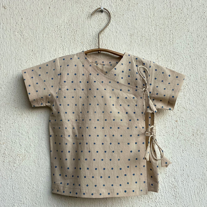 Organic Indigo Raidana Angarakha + Indigo Check Pants (0-6 Months)