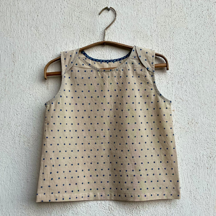 Organic Indigo Raidana Jhabla With Indigo Check Pants (0-7 Years)
