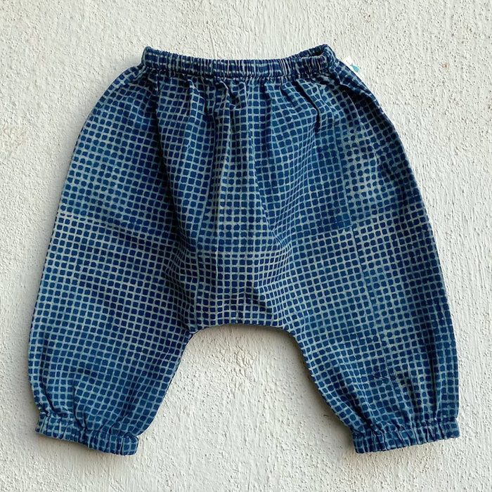 Organic Indigo Raidana Jhabla With Indigo Check Pants (0-7 Years)