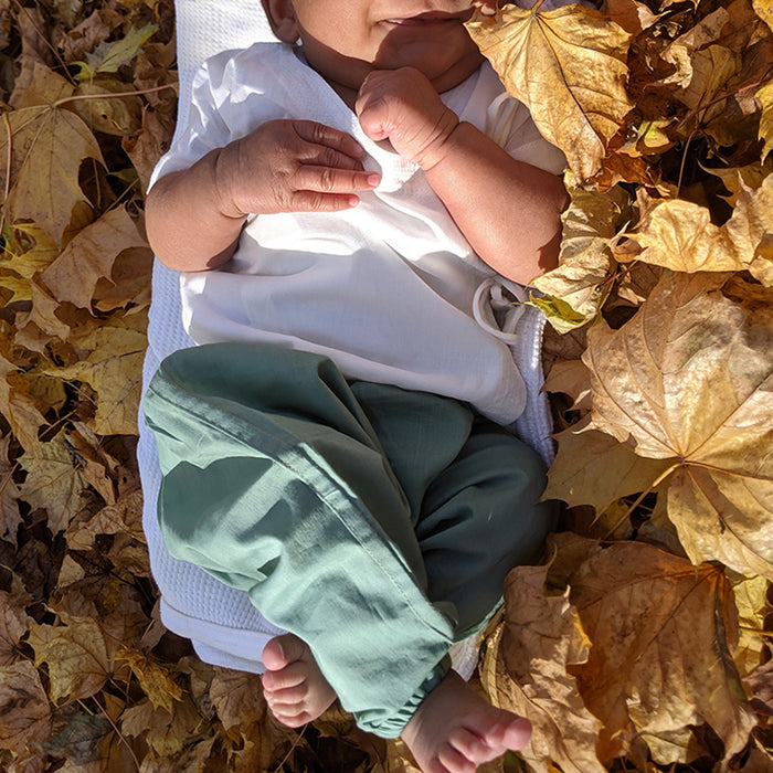 Organic Koi Bag - Koi Mint And White Angrakha + Mint Pants (0-6 Months)