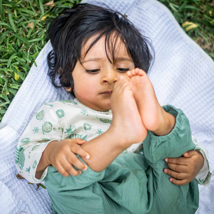 Organic Koi Bag - Koi Mint And White Kurta + Mint Pants (6 Months - 7 Years)