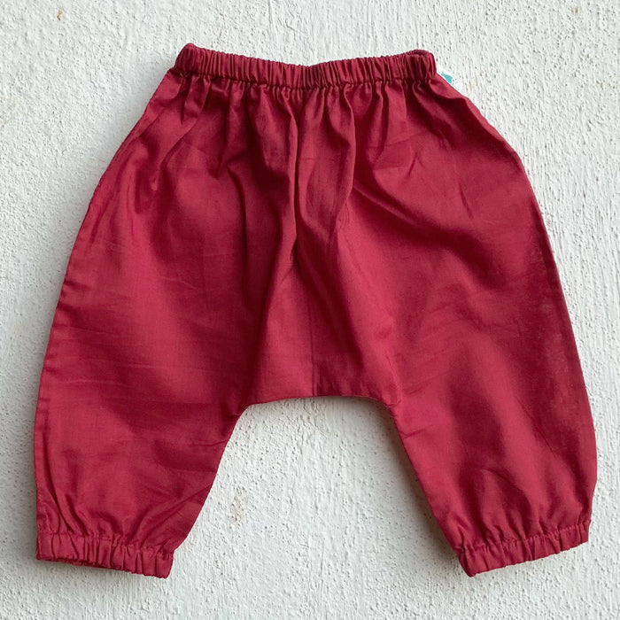 Organic Koi Peach Jhabla With Red Pants (0-2 Years)
