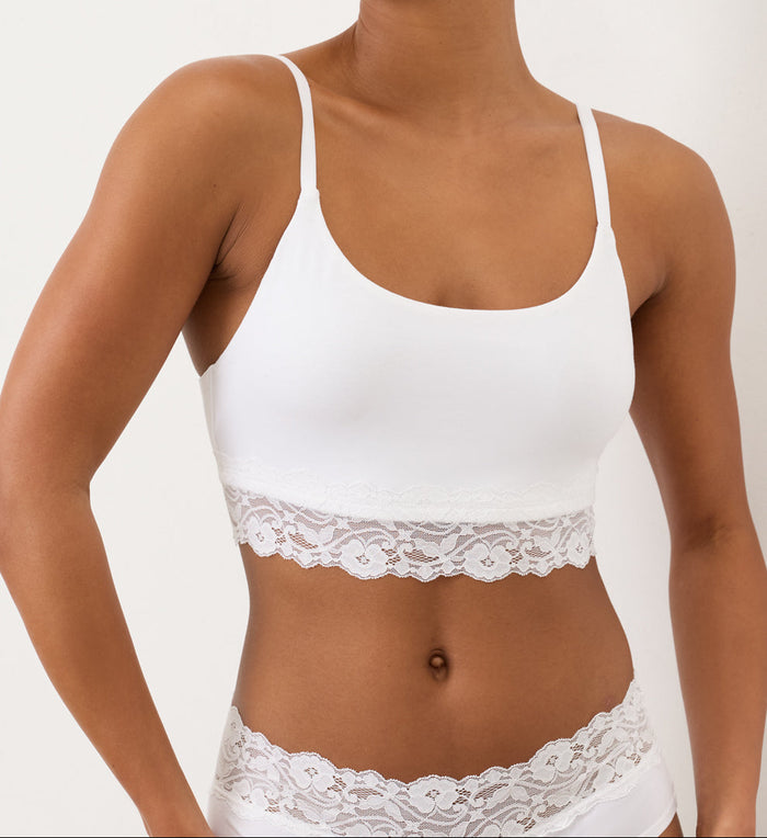 Organic Lace Modern Scoop Bralette - White