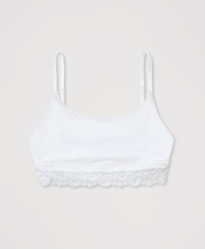 Organic Lace Modern Scoop Bralette - White
