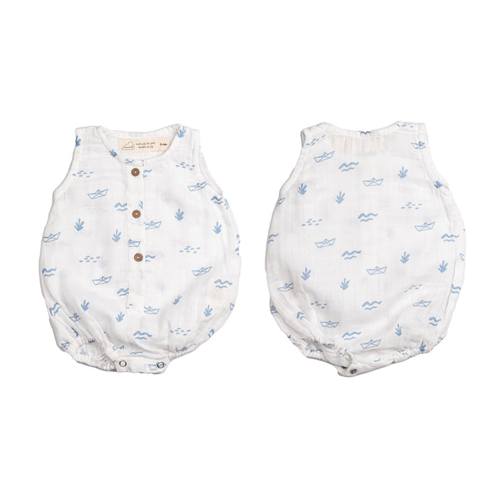 Organic Muslin Baby Romper (Pack of 3) – Boat (0-6 Months)