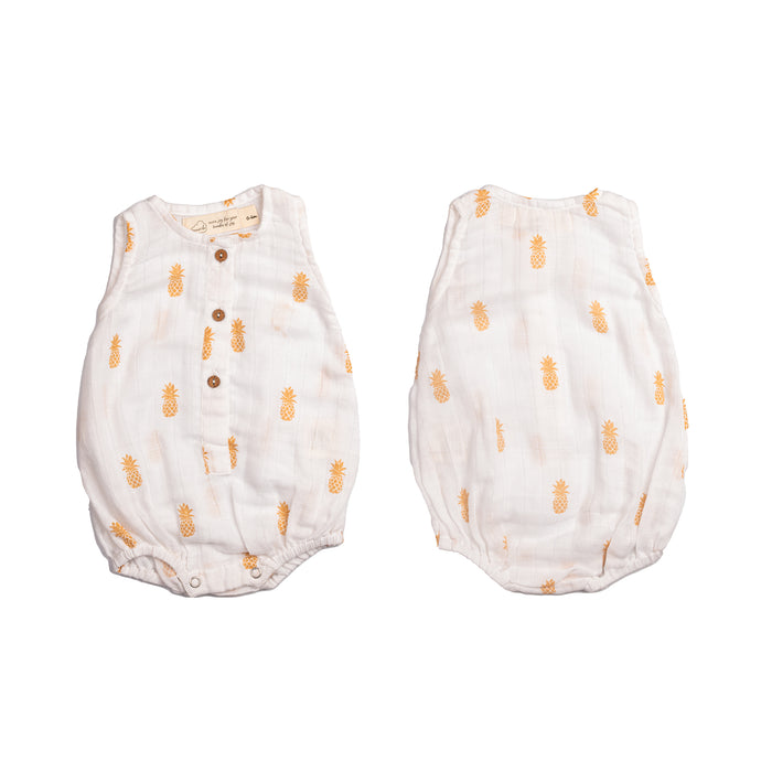 Organic Muslin Baby Romper (Pack of 3) – Pineapple (0-6 Months)