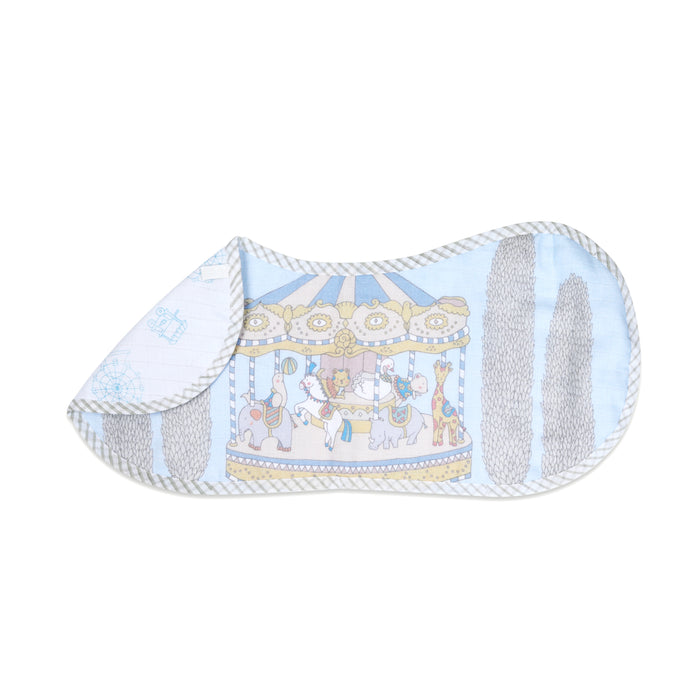 Organic Muslin Burp Cloth & Bib – Carnival Blue (All Ages)