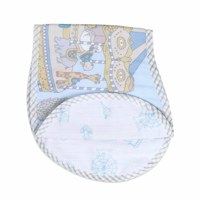 Organic Muslin Burp Cloth & Bib – Carnival Blue (All Ages)