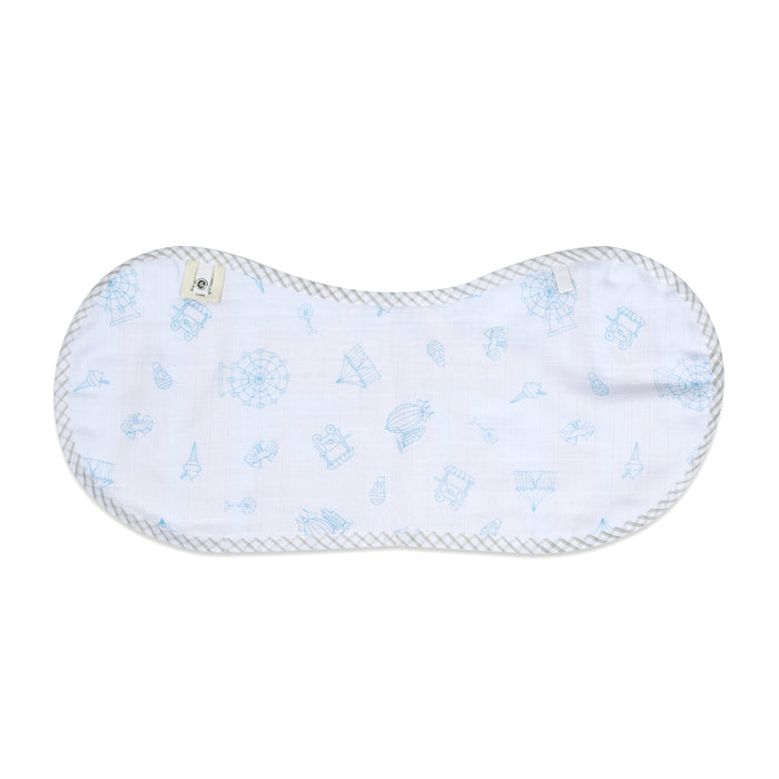 Organic Muslin Burp Cloth & Bib – Carnival Blue (All Ages)