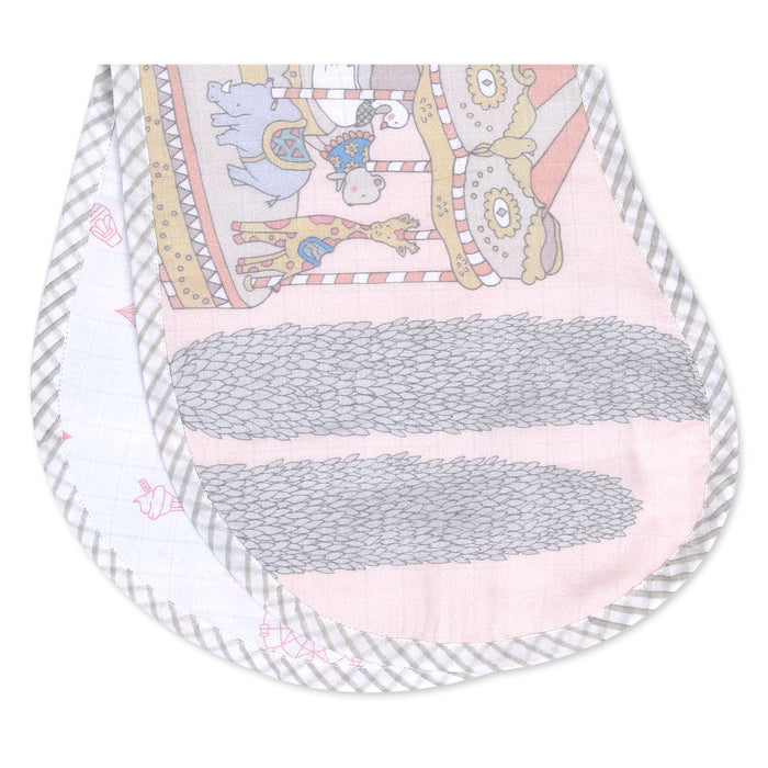 Organic Muslin Burp Cloth & Bib – Carnival Pink (All Ages)