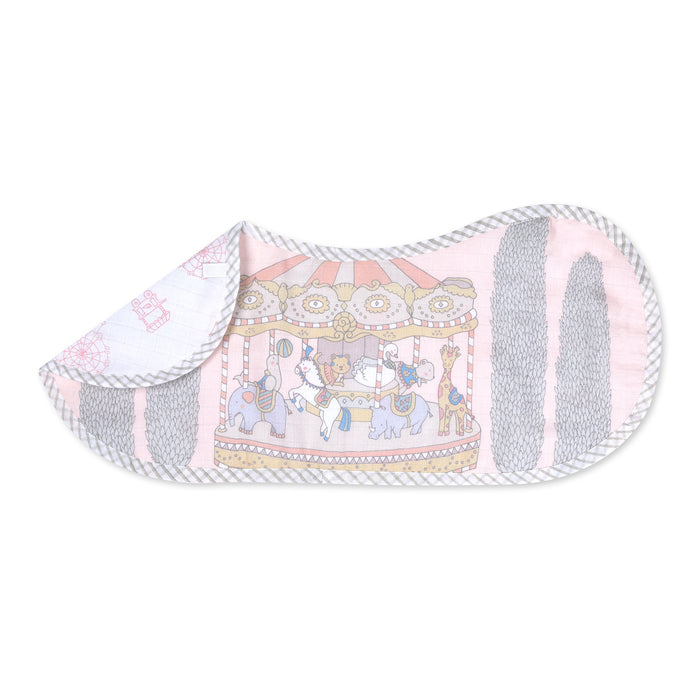 Organic Muslin Burp Cloth & Bib – Carnival Pink (All Ages)