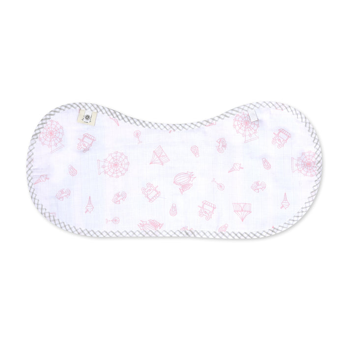Organic Muslin Burp Cloth & Bib – Carnival Pink (All Ages)
