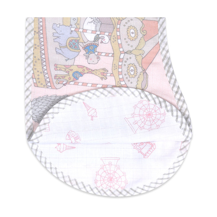 Organic Muslin Burp Cloth & Bib – Carnival Pink (All Ages)
