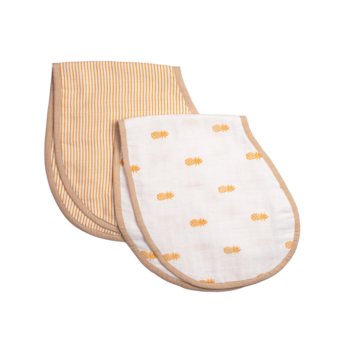 Organic Muslin Burp Cloth & Bib (Pack of 2) – Pineapple Bliss (All Ages)