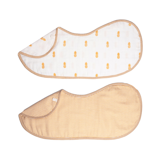 Organic Muslin Burp Cloth & Bib (Pack of 2) – Pineapple Bliss (All Ages)
