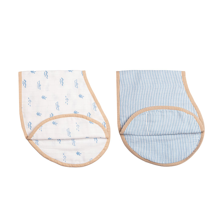 Organic Muslin Burp Cloth & Bib (Pack of 2) – Sea Breeze (All Ages)