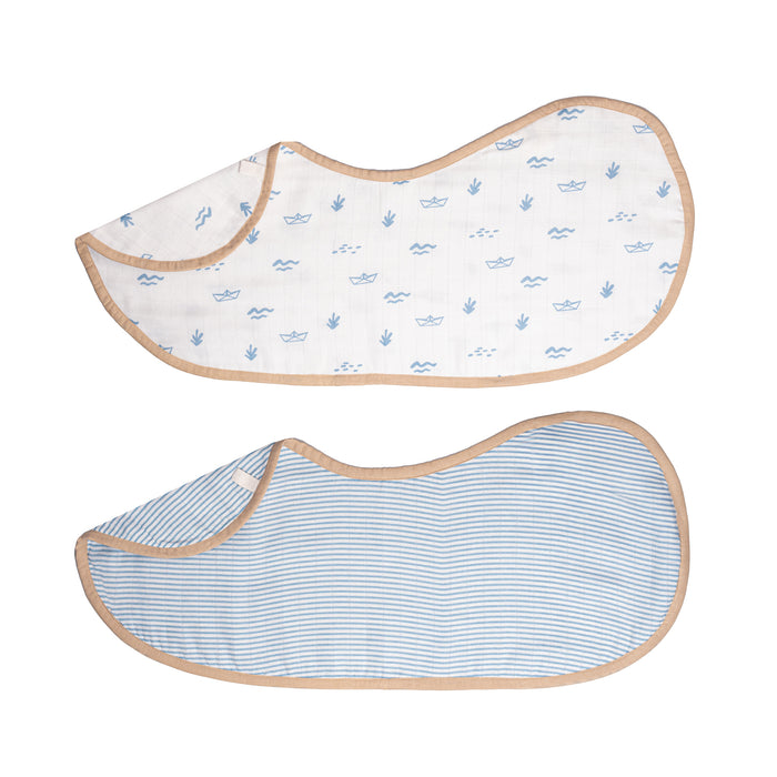 Organic Muslin Burp Cloth & Bib (Pack of 2) – Sea Breeze (All Ages)