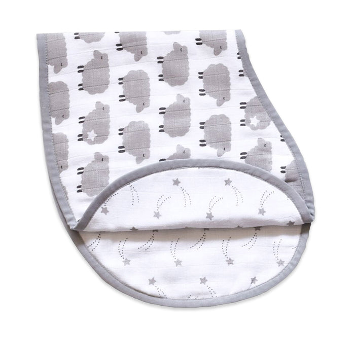 Organic Muslin Burp Cloth & Bib (Pack of 2) – Sheep & Stars (All Ages)