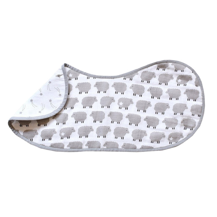 Organic Muslin Burp Cloth & Bib (Pack of 2) – Sheep & Stars (All Ages)