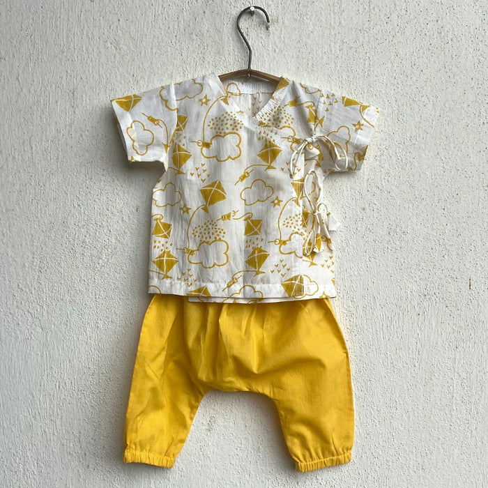 Organic Patang Angarakha With Yellow Pants (0-6 Months)