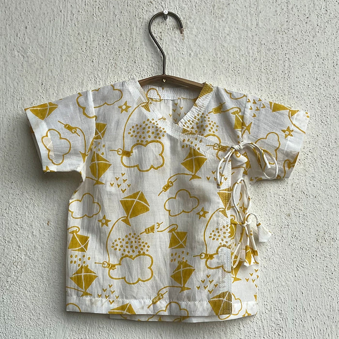 Organic Patang Angarakha With Yellow Pants (0-6 Months)