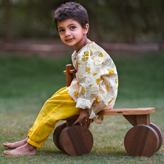 Organic Patang Kurta With Yellow Pants (6 Months - 7 Years)