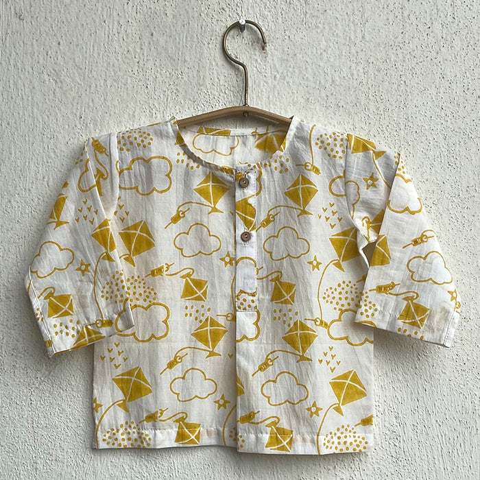 Organic Patang Kurta With Yellow Pants (6 Months - 7 Years)