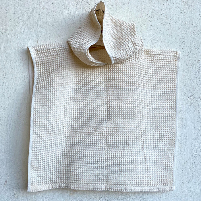 ORGANIC WAFFLE HOODED PONCHO TOWEL SET - NATURAL (All Ages)
