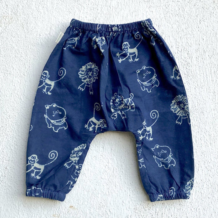 Organic Zoo Print Indigo Kurta + Pants (6 Months - 7 Years)