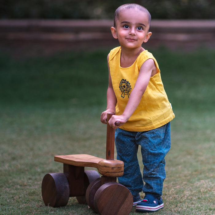 Organic Zoo Yellow Jhabla With Indigo Check Pants (0-2 Years)