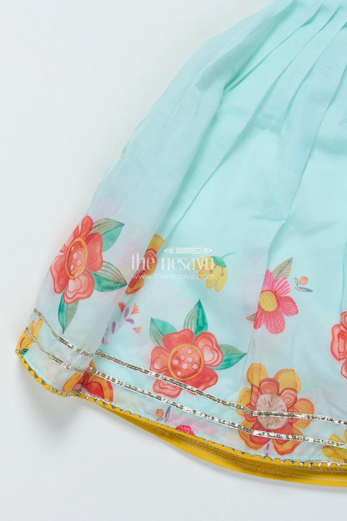 The Nesavu Girls Lehenga Choli Organza Lehenga Choli Set for Girls with Floral Print for Birthdays and Photoshoots Nesavu Nesavu organza lehenga choli set girls floral digital print ideal birthdays festive photoshoots