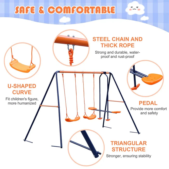 Outdoor Metal Swing Set Playground
