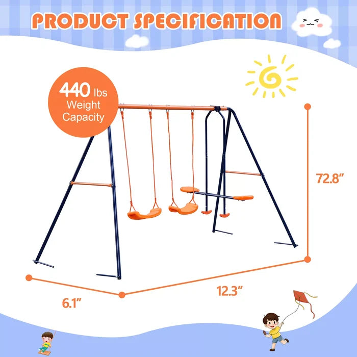 Outdoor Metal Swing Set Playground